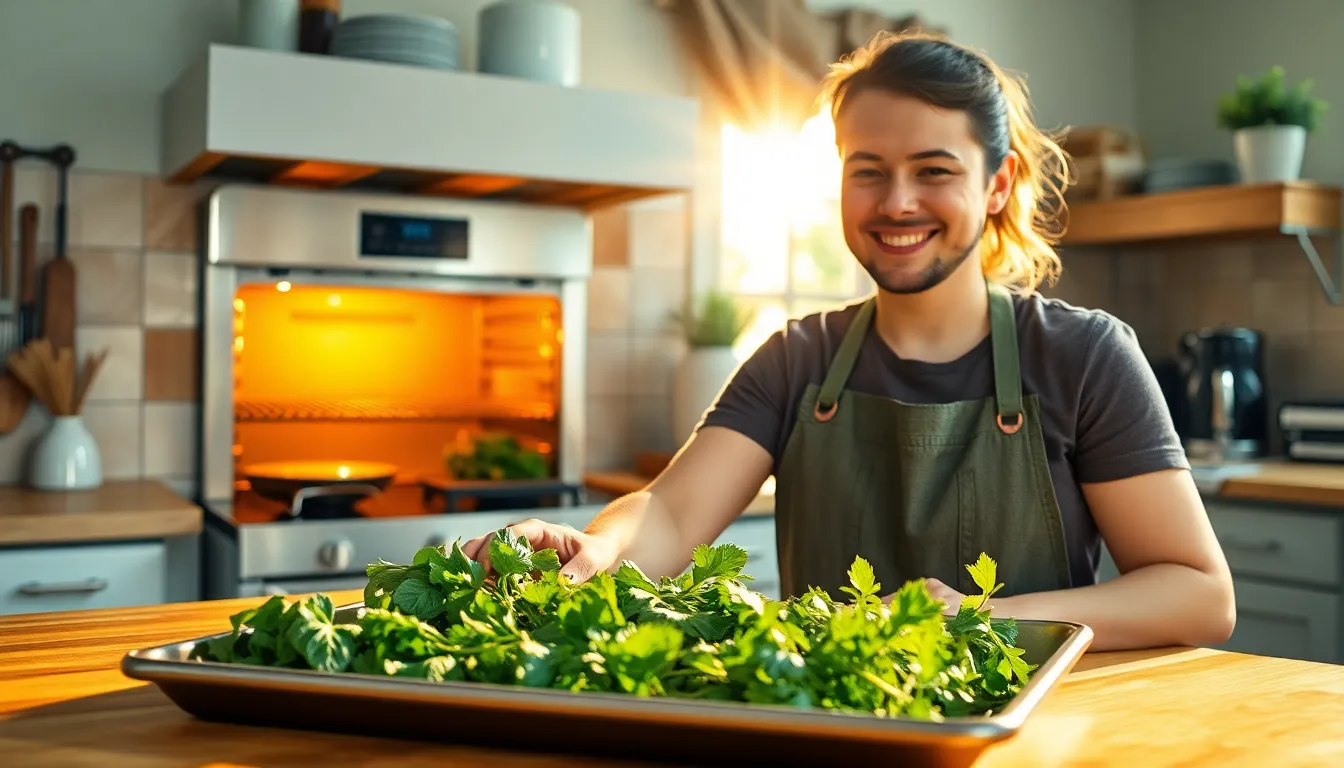 drying herbs in oven